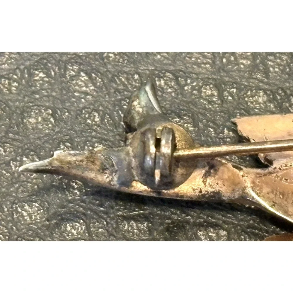 Whimsical Vintage Sterling Silver Brooch Bird On Branch 40's Brooch Pin